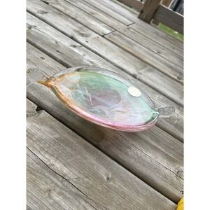Vintage MURANO Venetian Multicolored Leaf Shape Italian Bowl Dish